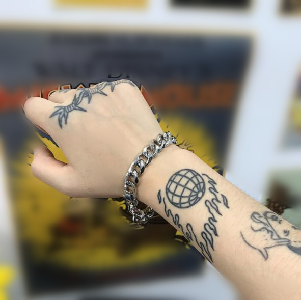 メンズアクセサリー 男性用チェーン型ブレスレット太目リンク