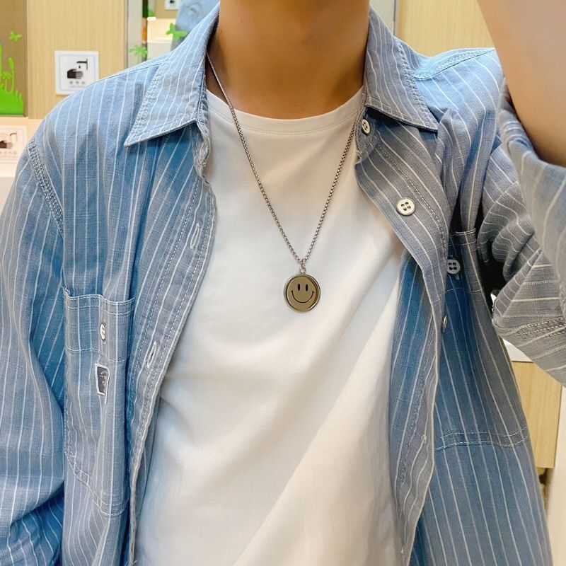 メンズアクセサリー 笑顔のモチーフペンダントネックレス