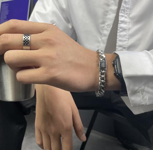 メンズアクセサリー 男性用チェーンブレスレット ヴィンテージ風シルバー