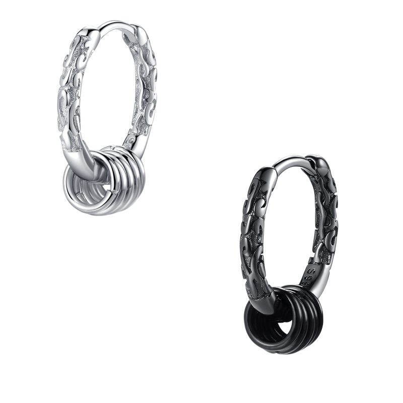 メンズアクセサリー 立体輪舞フープピアス