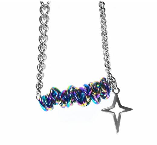 メンズアクセサリー 星型ペンダント付き男性用チェーンネックレス