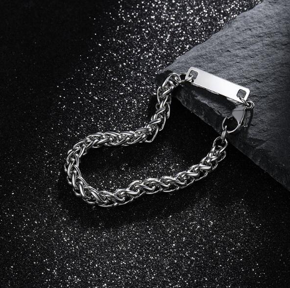 メンズアクセサリー チェーン編み込みブレスレット シルバー調 男性用
