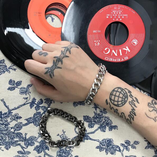 メンズアクセサリー 男性用チェーン型ブレスレット太目リンク