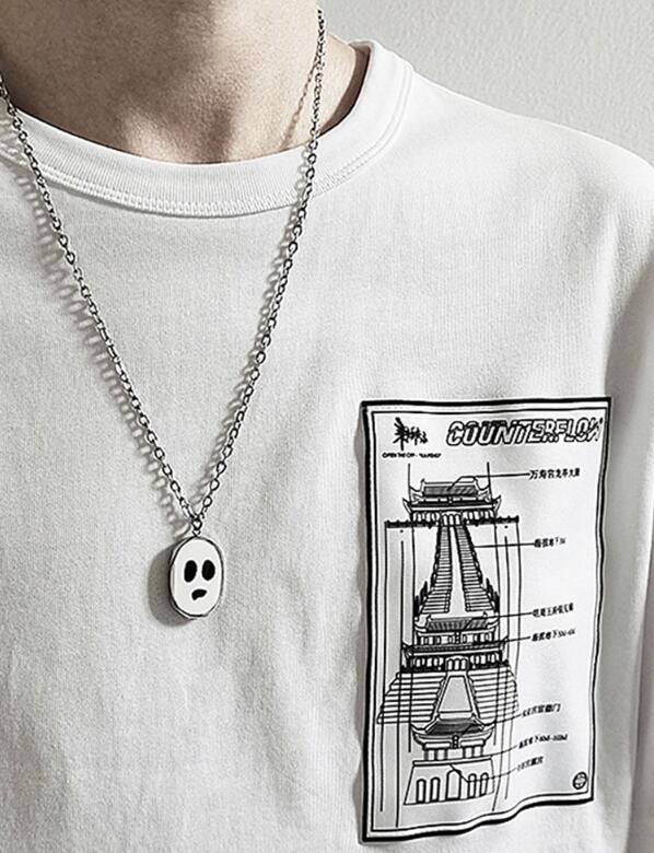 メンズアクセサリー 幽霊モチーフ チェーンネックレス メンズ