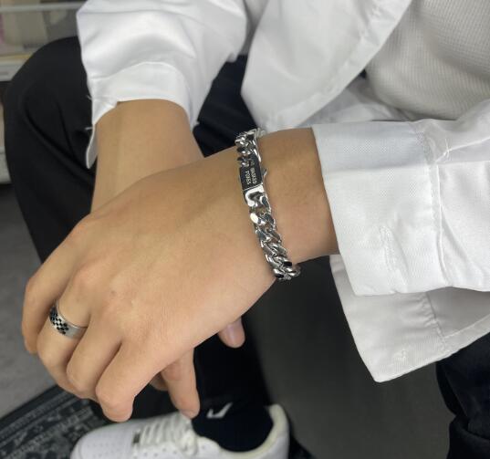 メンズアクセサリー 男性用チェーンブレスレット ヴィンテージ風シルバー