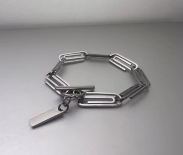 メンズアクセサリー シルバー チェーン ブレスレット プレート付き 男女兼用