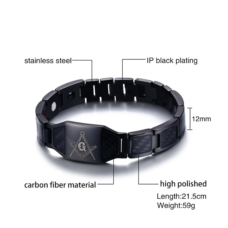 メンズアクセサリー チタン鋼製メンズブレスレット カーボン柄プレート