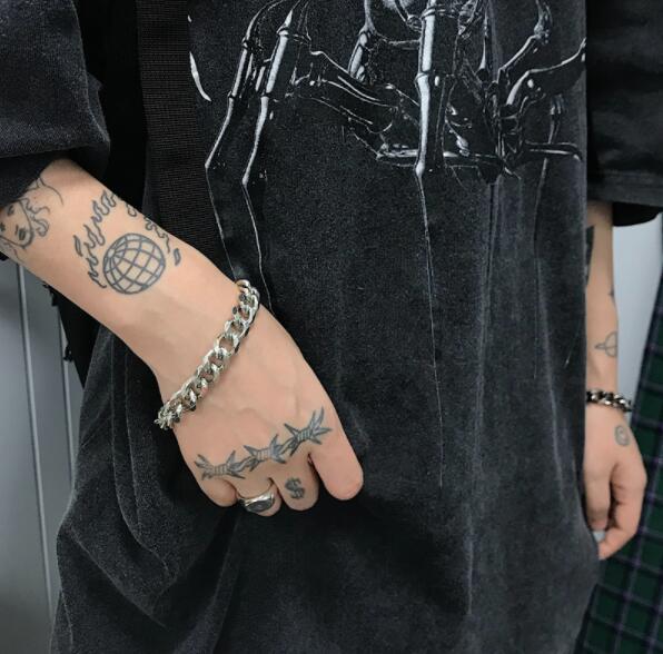 メンズアクセサリー 男性用チェーン型ブレスレット太目リンク