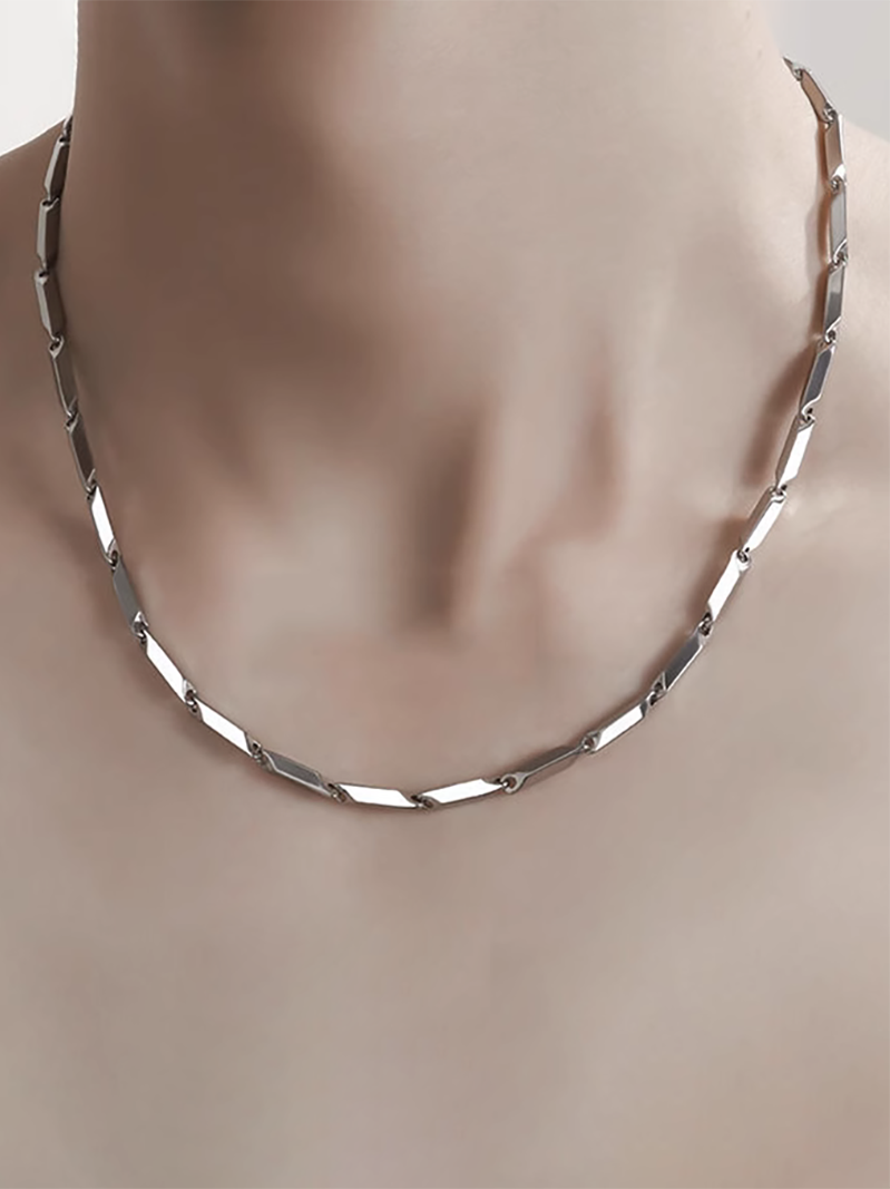 メンズアクセサリー 洗練された菱形チェーンネックレス