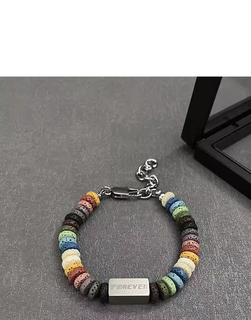 メンズアクセサリー 彩陶風メッセージプレートブレスレット