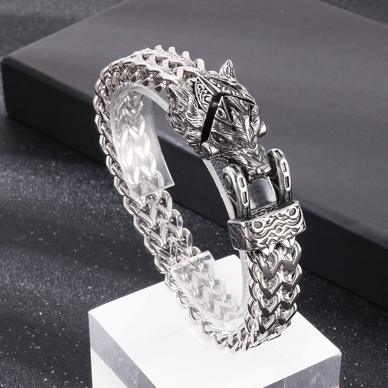 メンズアクセサリー 龍頭編み込みブレスレット