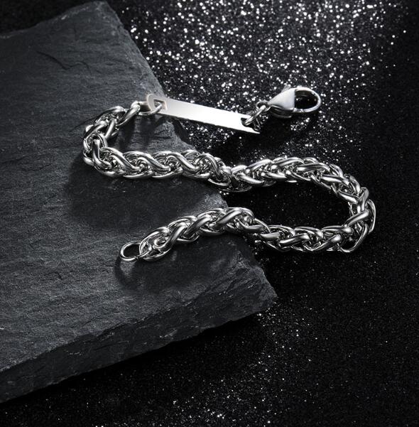 メンズアクセサリー チェーン編み込みブレスレット シルバー調 男性用