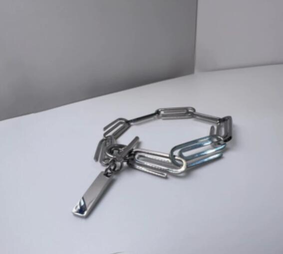 メンズアクセサリー シルバー チェーン ブレスレット プレート付き 男女兼用