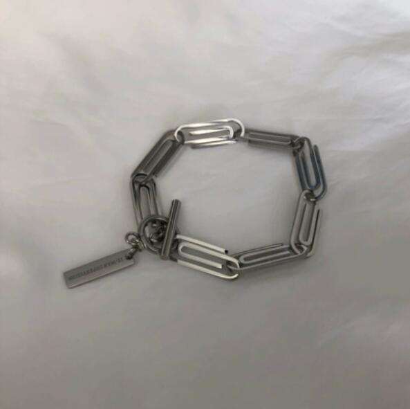 メンズアクセサリー シルバー チェーン ブレスレット プレート付き 男女兼用