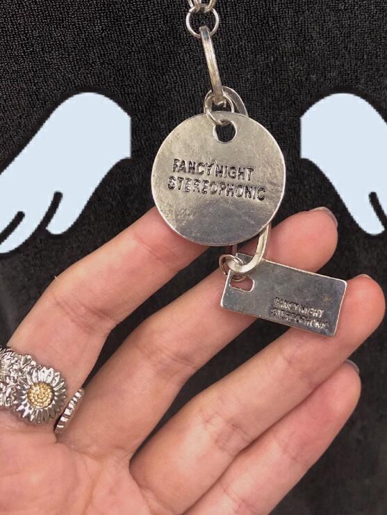 メンズアクセサリー 銀色丸型タグ付きおしゃれネックレス