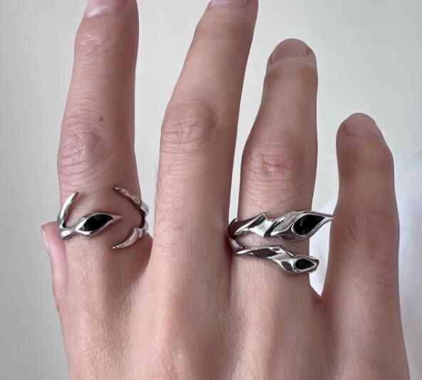 メンズアクセサリー 男性用シルバー調節可能な葉っぱ指輪