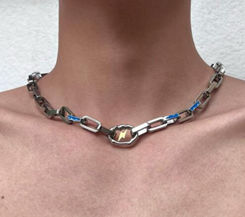 メンズアクセサリー 稲妻モチーフ チェーン ネックレス メンズ カップル対応