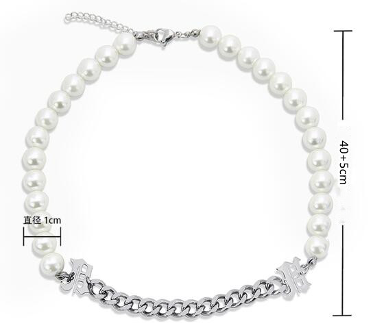 メンズアクセサリー メンズ真珠風チェーン切替ネックレス