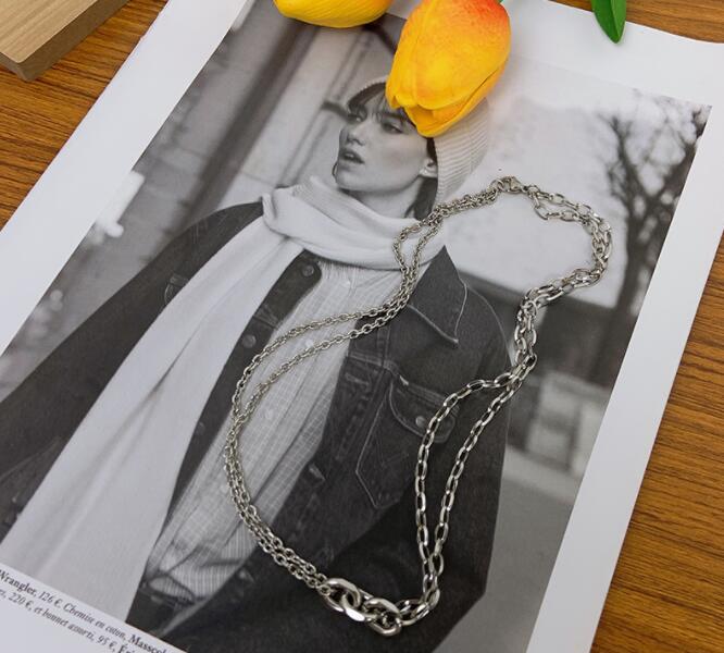 メンズアクセサリー 二重層チェーンネックレス メンズ おしゃれ