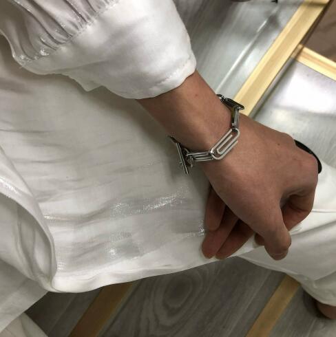 メンズアクセサリー シルバー チェーン ブレスレット プレート付き 男女兼用