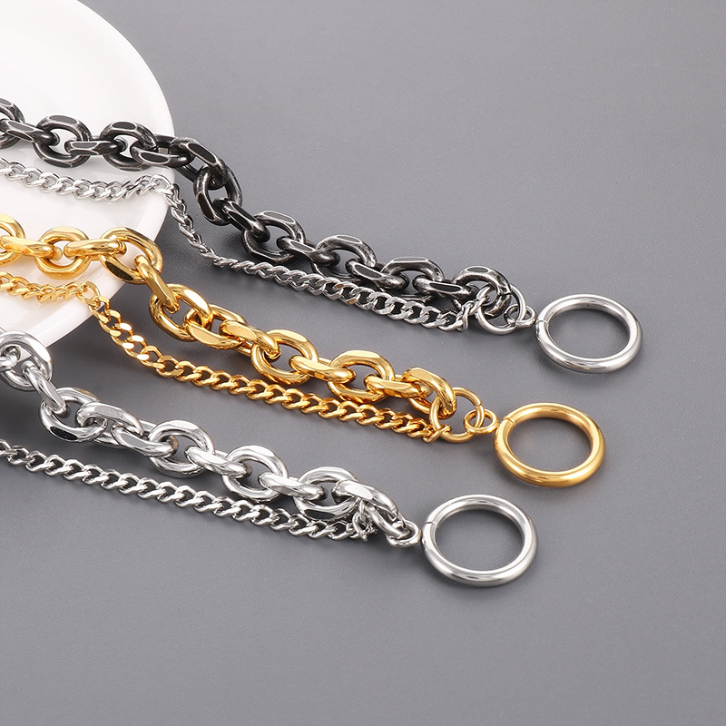 メンズアクセサリー 二重鎖の輝き ダブルチェーンブレスレット