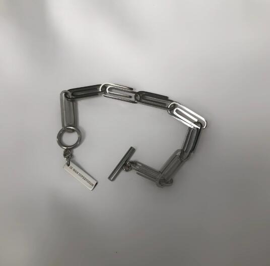 メンズアクセサリー シルバー チェーン ブレスレット プレート付き 男女兼用