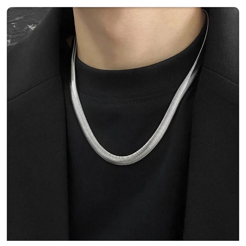 メンズアクセサリー 蛇骨編み込みチェーンネックレス