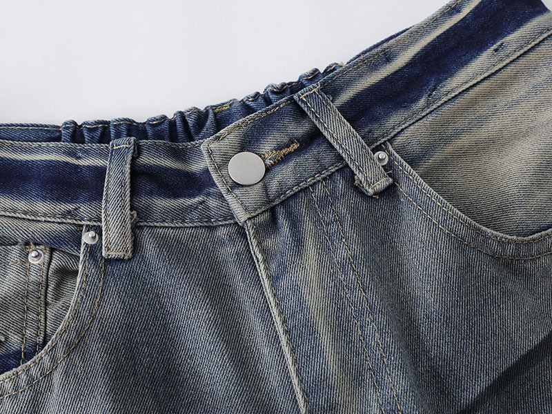 メンズデニムパンツ ビンテージ風ワイド 男女兼用ボトムス