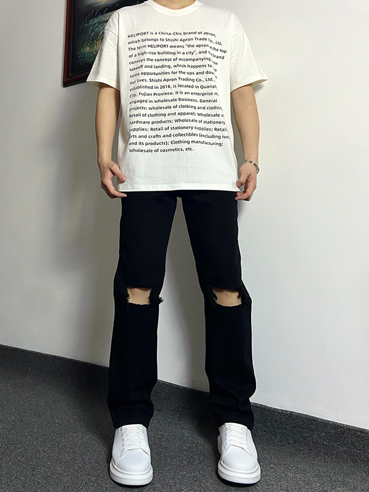 デニムパンツメンズ ダメージ 膝破れストレートデニムパンツ