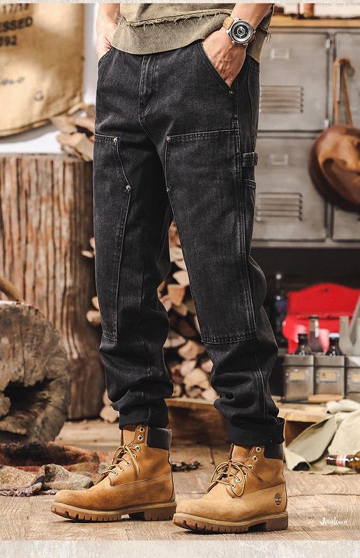 メンズデニムパンツ メンズ ワーク風デニム カーゴパンツ 春秋新作