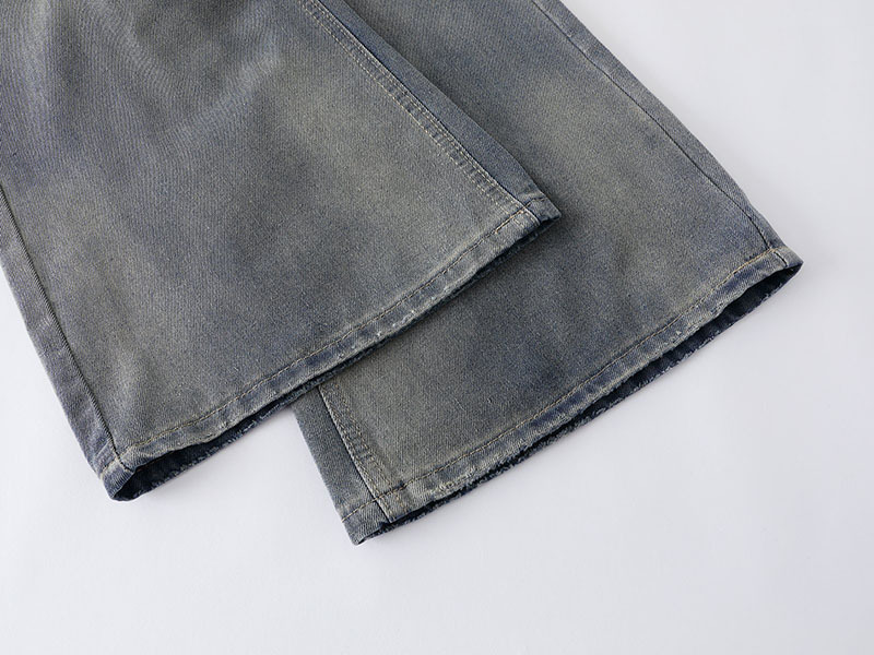 メンズデニムパンツ ビンテージ風ワイド 男女兼用ボトムス