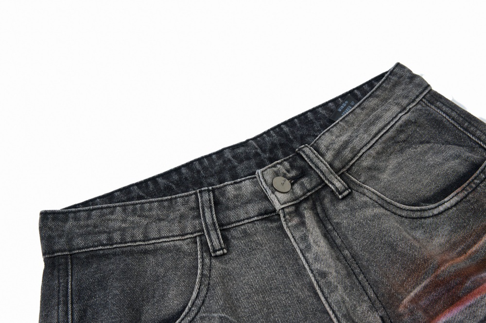 メンズデニムパンツ ダメージ加工カーゴデニムパンツ ワイド メンズ