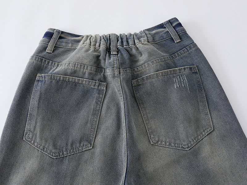 メンズデニムパンツ ビンテージ風ワイド 男女兼用ボトムス