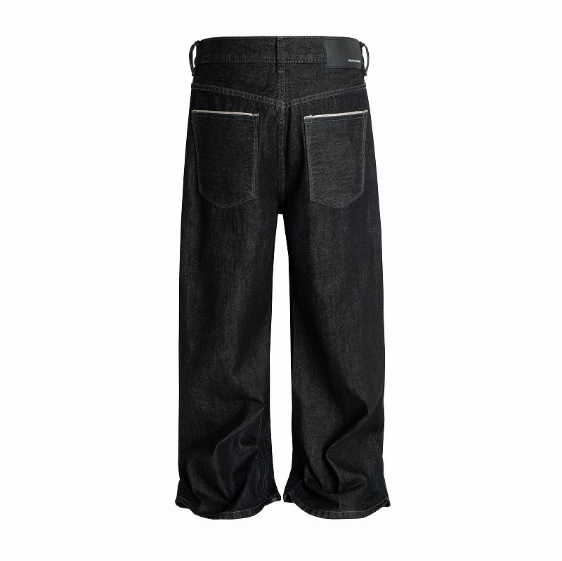 メンズデニムパンツ メンズ ワイドストレート デニム パンツ 秋冬新作