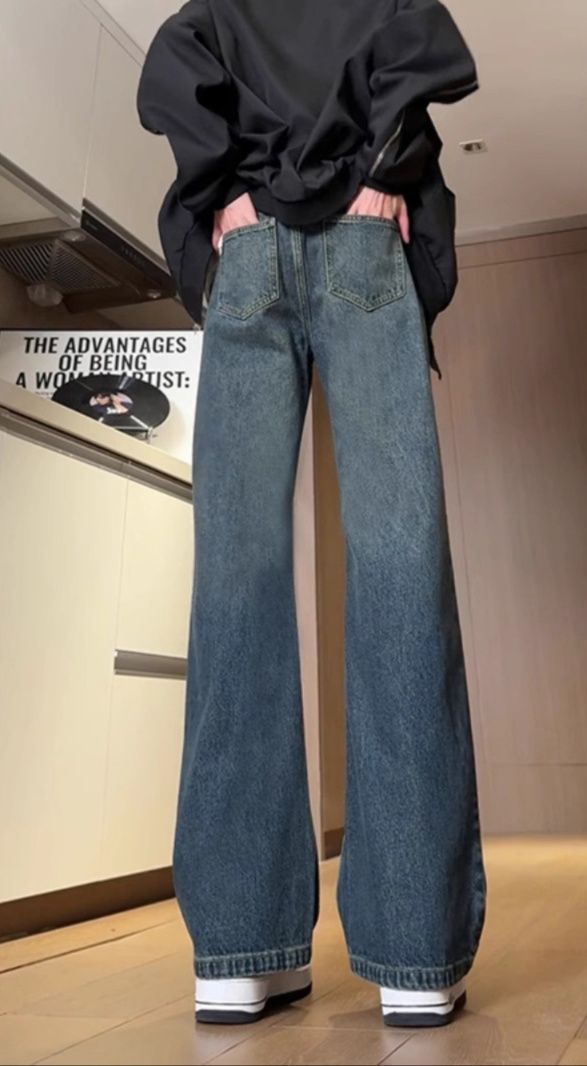 デニムパンツメンズ フレア ゆったり広がりデニムパンツ