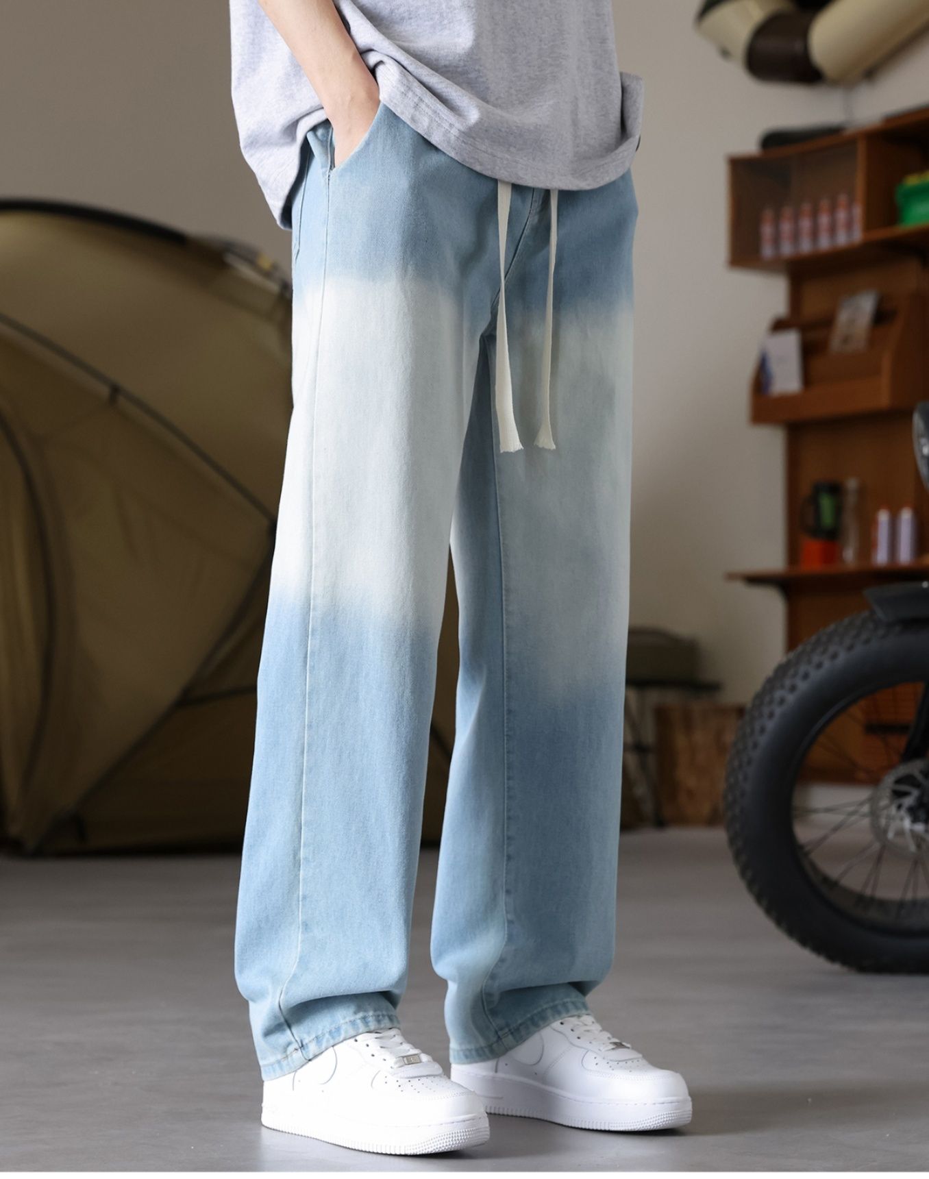 デニムパンツメンズ ワイド 瞬間冷感ワイドデニムパンツ