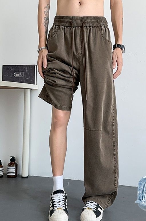 デニムパンツメンズ バギー アシンメトリーデザインバギーパンツ