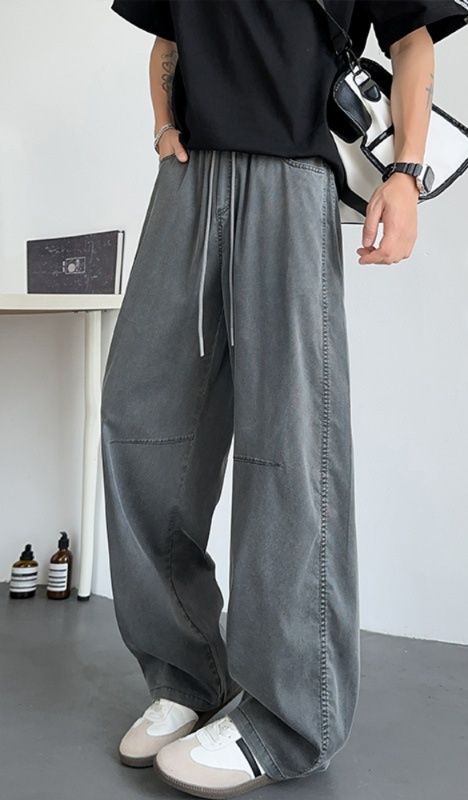 デニムパンツメンズ バギー アシンメトリーデザインバギーパンツ
