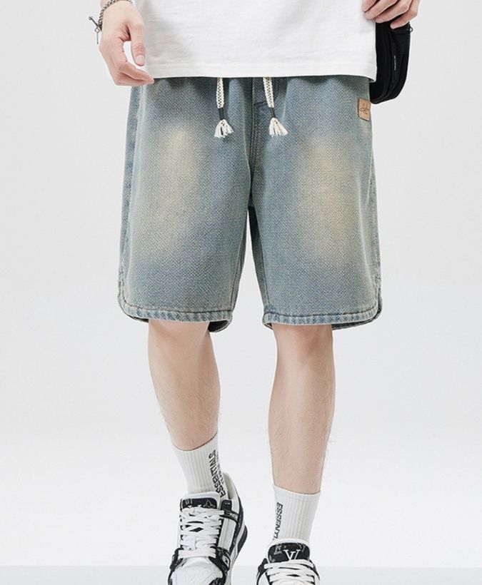 デニムパンツメンズ バギー リラックスデニムハーフパンツ