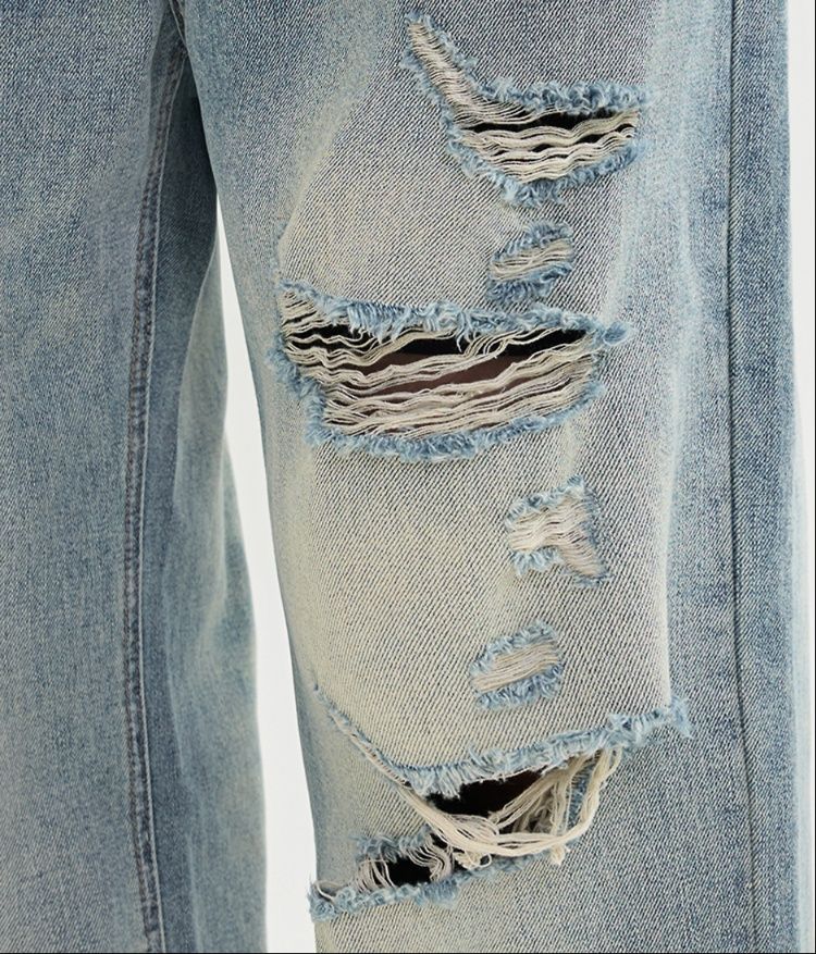 デニムパンツメンズ ダメージ ヴィンテージ加工ダメージワイドデニム