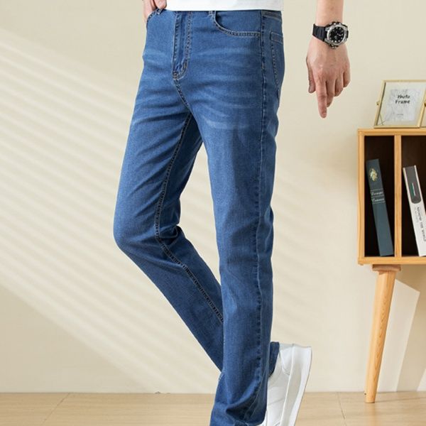 デニムパンツメンズ ストレッチ すっきりシルエット