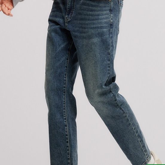 デニムパンツメンズ ヴィンテージ加工細身デニムパンツ