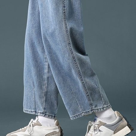 デニムパンツメンズ ゆったりシルエット男性用裾絞りデニムパンツ