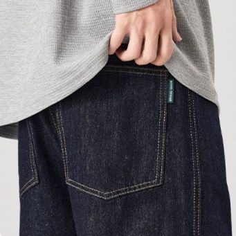 デニムパンツメンズ ゆったりシルエット ストレートデニムワイドパンツ