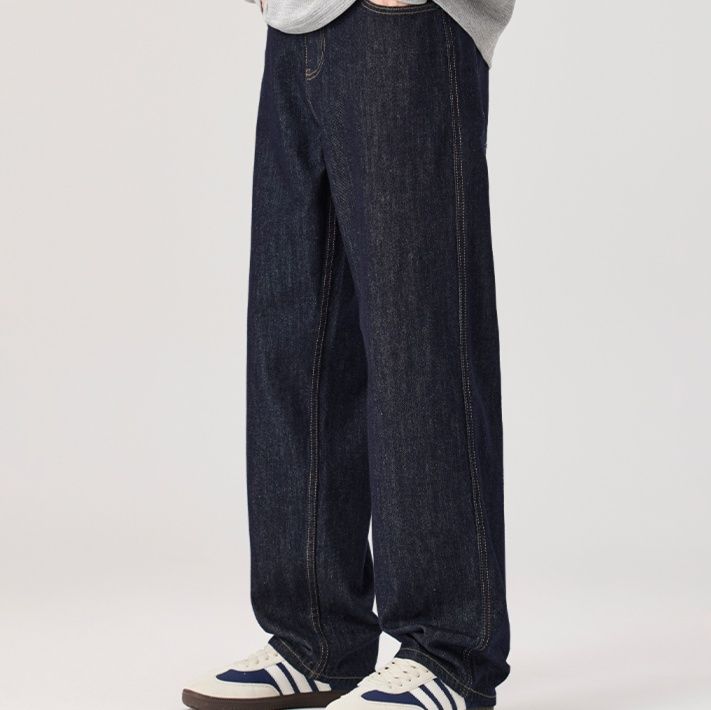 デニムパンツメンズ ゆったりシルエット ストレートデニムワイドパンツ