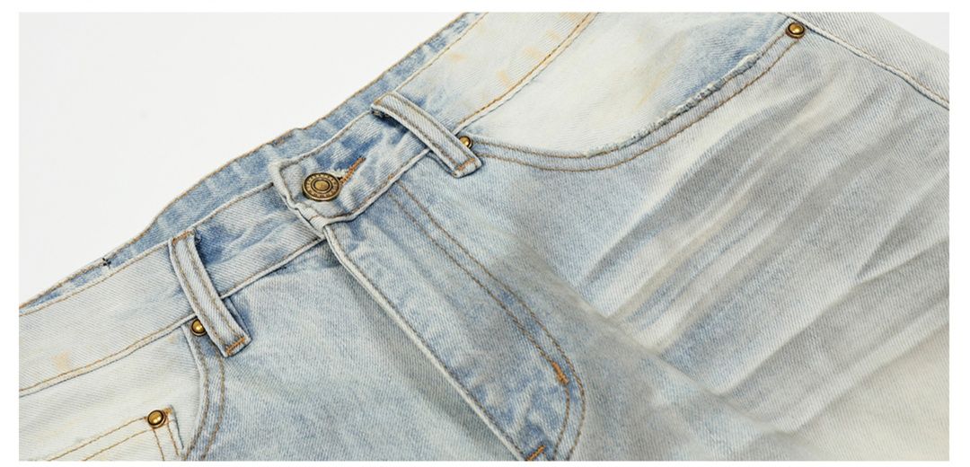 デニムパンツメンズ ヴィンテージ加工ゆったりストレート長袖