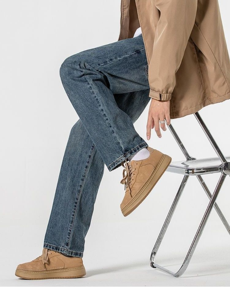 ヴィンテージ風ウォッシュ加工 メンズ ストレートデニムパンツ
