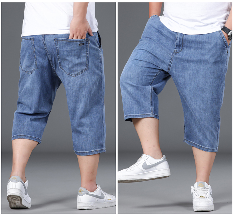 デニムパンツメンズ 七分丈ゆったりデニムハーフパンツ