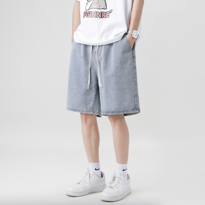 デニムパンツメンズ ワイド リラックスドローハーフパンツ