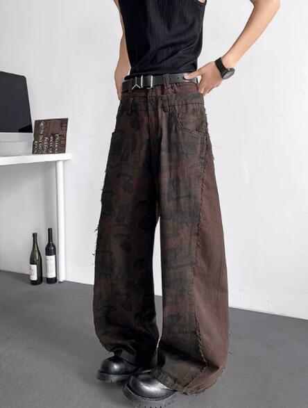 メンズデニムパンツ メンズ ワイド デニム ジーンズ ダメージ加工